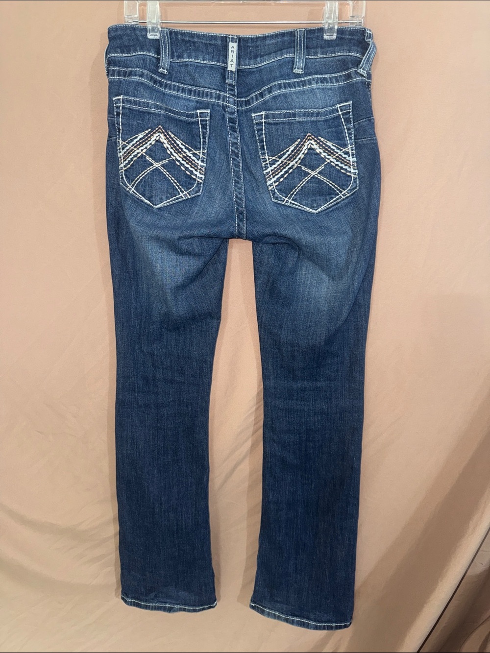 Ariat Dark Blue Women’s Low Rise Boot Cut Jeans with Embroidered Pockets 30L